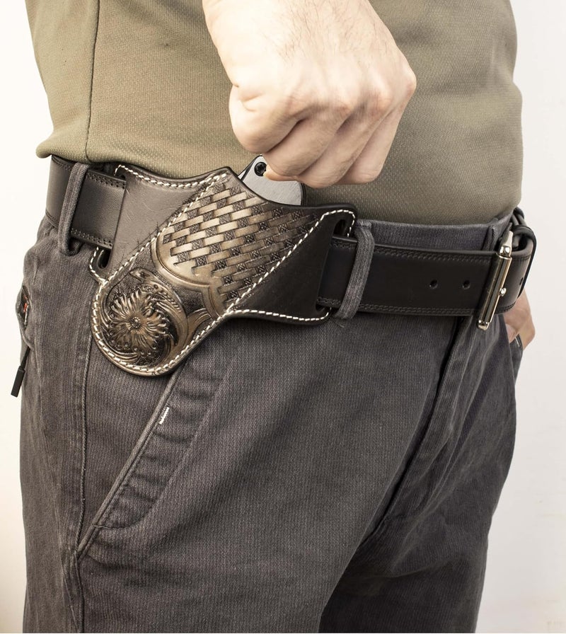 HOGIKUO Knife Sheath, Leather Knife Sheath for Belt, Pocket Knife Holster Pouch, Folding Knife Holster - Image 4